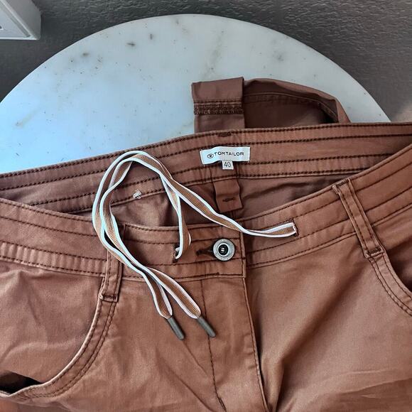 Tom Tailor Cotton Khaki Chino Dress Pant Trousers Women’s 40 10 Slim Straight - Picture 8 of 9